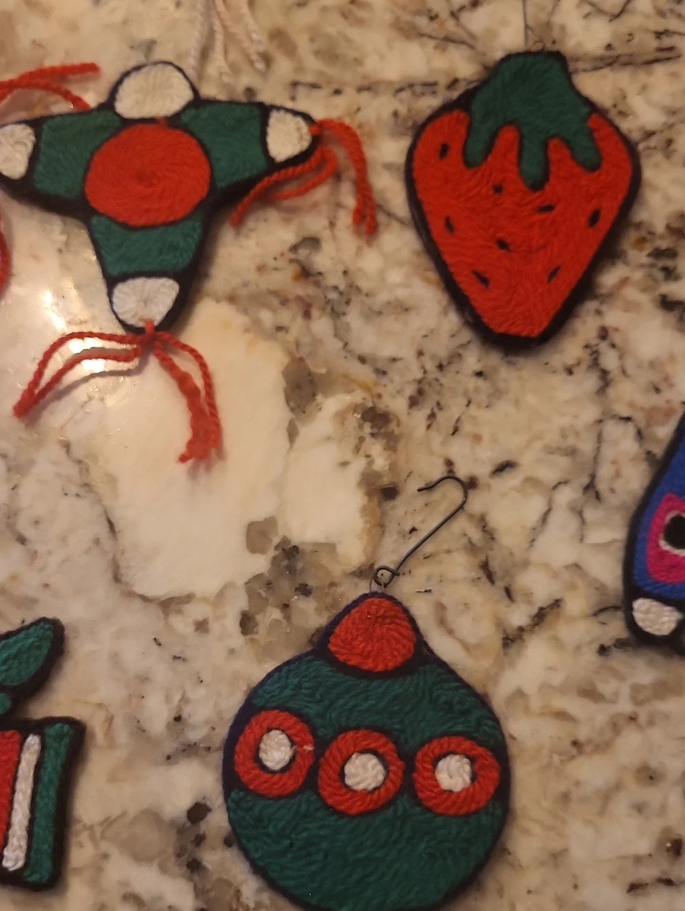 Vintage Set Of 15 Handmade Yarn Christmas Ornaments